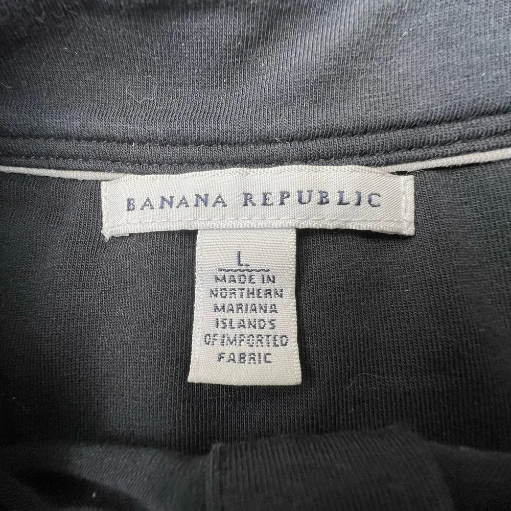 Banana Republic Men's  Pima Cotton Short-Sleeve Button Shirt - Size L - Black